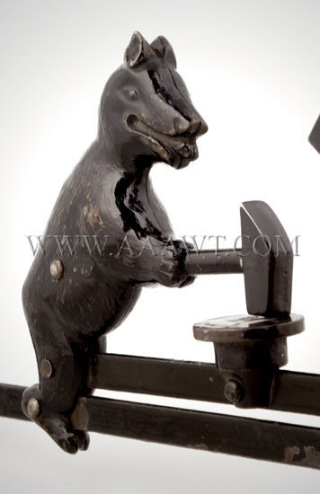 Cast Iron Mechanical Toy
Bear and man holding sledge hammers Possibly Anti-Slavery
Original black paint, end detail 2